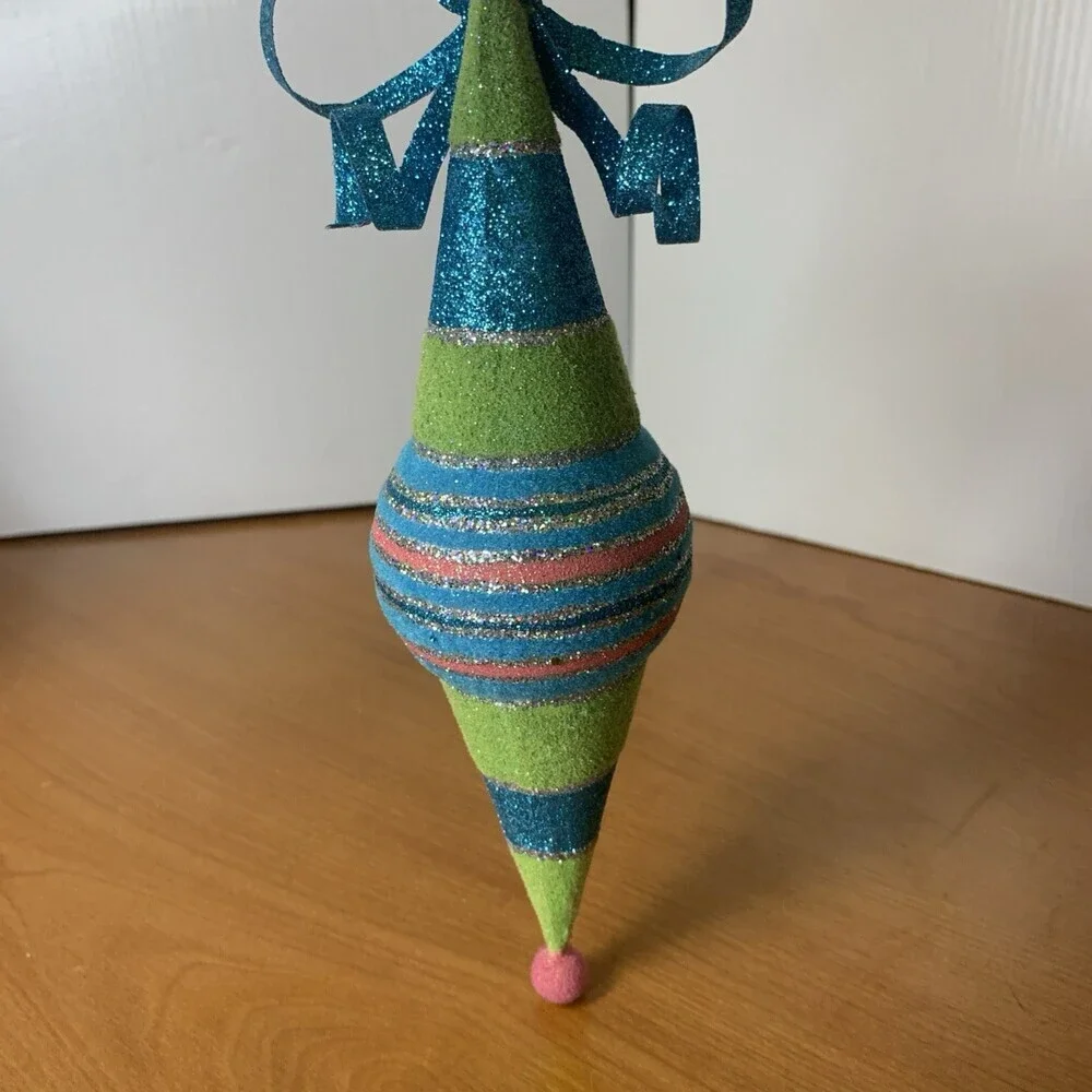 Raz Imports Multicolored Flocked Finial Christmas Ornament